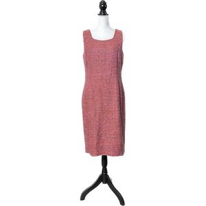 Talbots 12 Silk Blend Tweed Boucle Sleeveless Sheath Dress Orange Red Multicolor